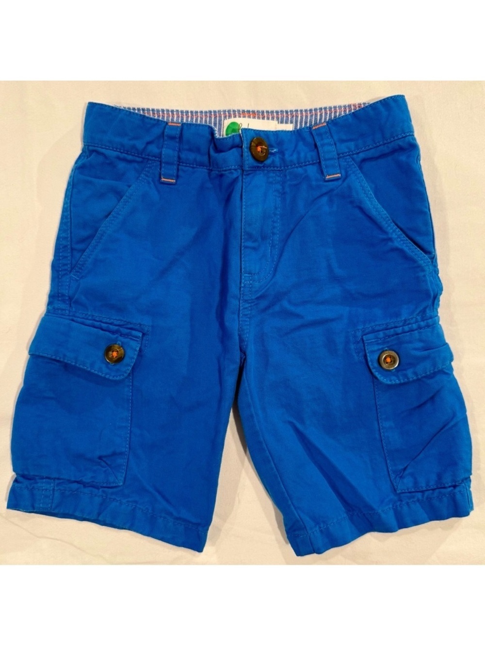 New Mini Boden Cargo Shorts Boys 5 Y Cotton Linen Summer Back to School Blue